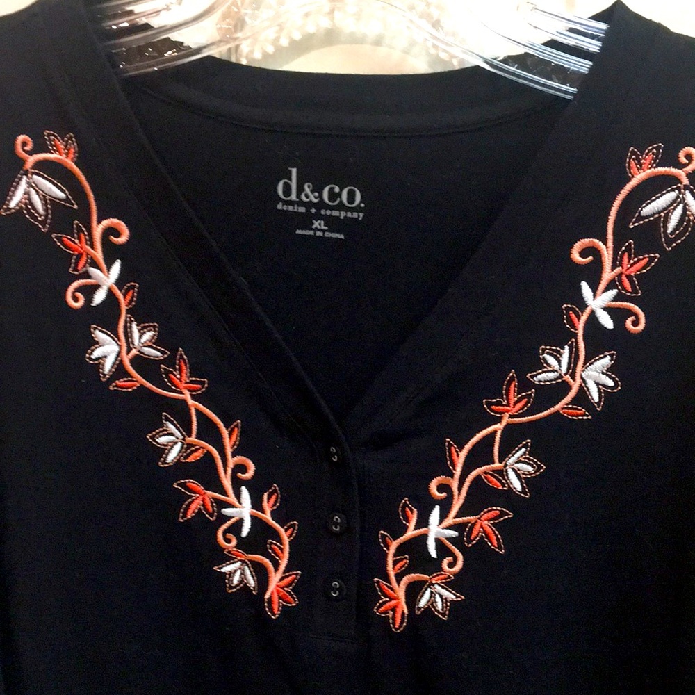 Black Embroidered Women's Top - Picture 2 of 5